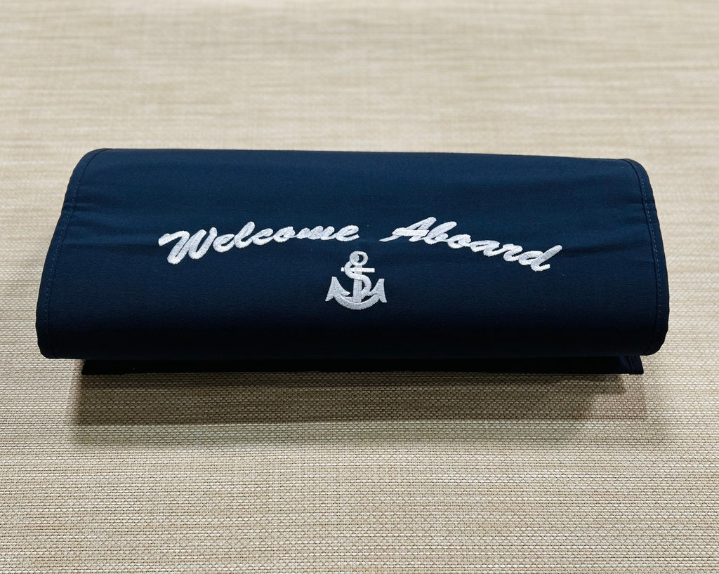 20"W X 36"L "Welcome Aboard" Canvas (Sunbrella) Gunwale Marine Mat