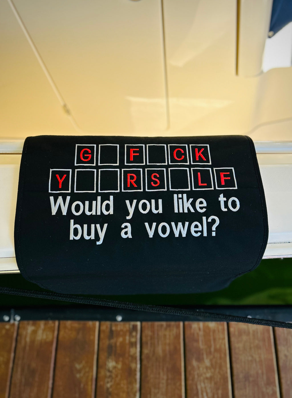 Sunbrella Gunwale Boarding Mat "Would You Like to Buy a Vowel"